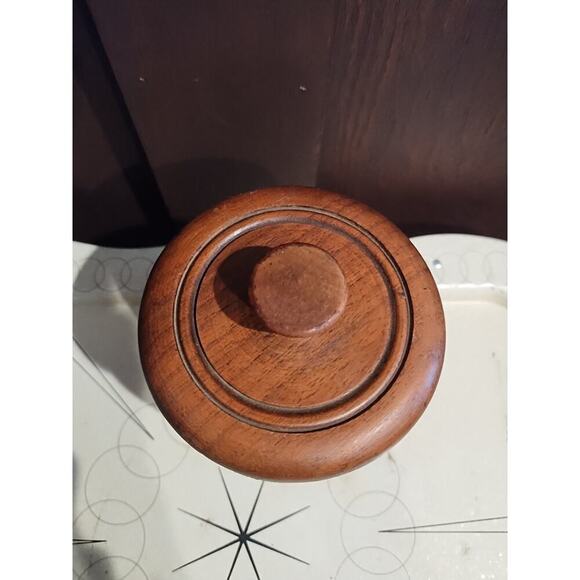 Vintage Brown Glass Humidor Jar and Wood Lid Cigar Dunrite Made in USA Brooklyn - Picture 3 of 6